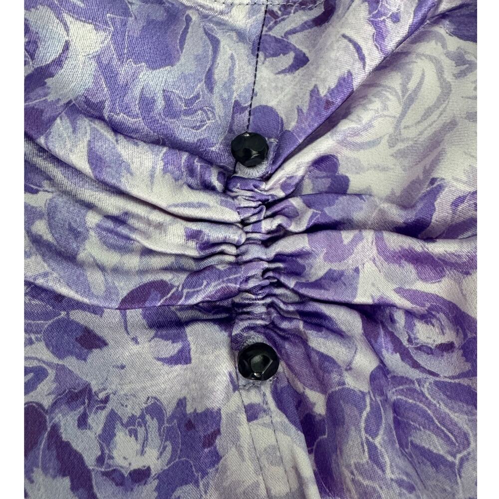 GANNI Heavy Satin Top + Pierced Detail Skirt Set violet tulip size 42 US 10/12 - Picture 8 of 16